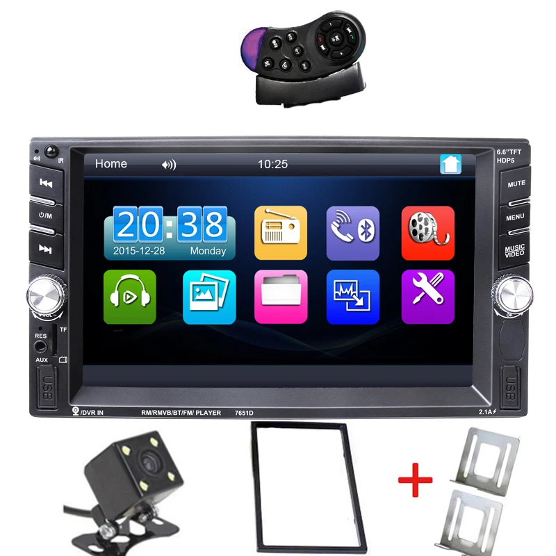 

New 2 Din 6.6'' inch LCD Touch screen autoradio auto radio player bluetooth support view camera car audio 2din usb car c
