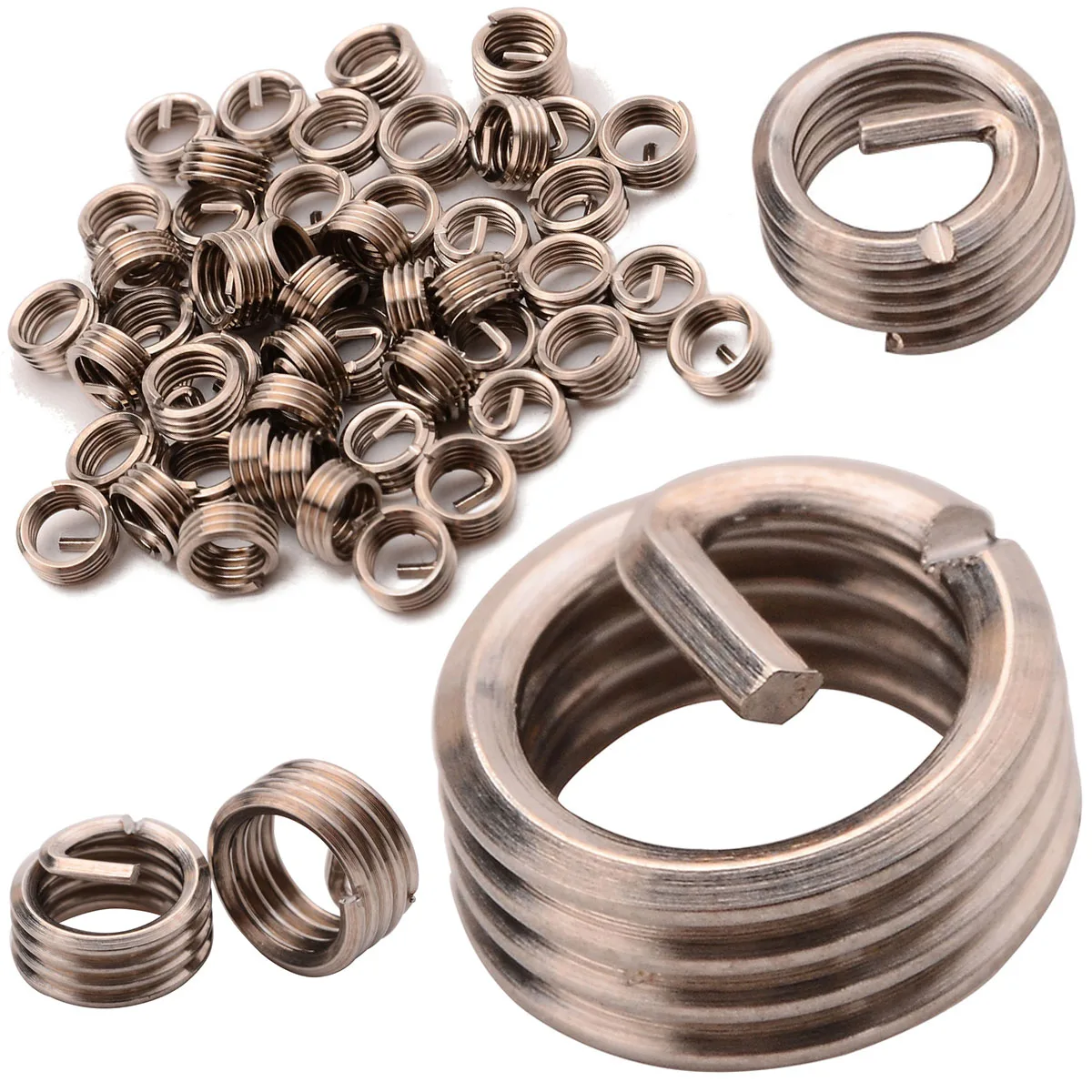 50Pcs Thread Insert M6x1.0x1D Metric Screw Thread Wire Insert 304 Stainless Steel Repair Tools Fastener Hardware Accessories