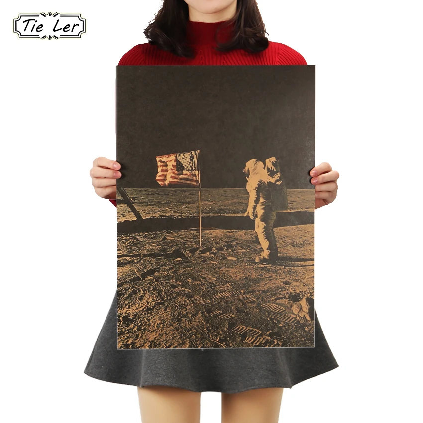 

TIE LER Very The Apollo 11 Moon Landing B Style Vintage Poster Retro Kraft Paper Adornment 51.5X36cm