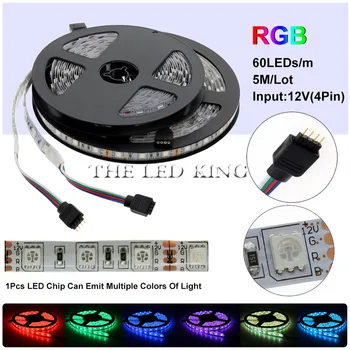 

DC12V 5M 5050 SMD RGB LED Strip Light Waterproof Led Tape flexible Strip Light 60Leds/m Tira Home Decor Lamp Car Lamp