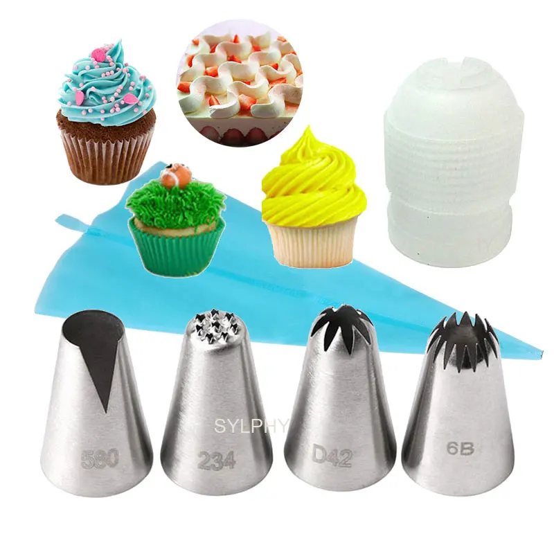 6 Pcs Cream Decorating Tip Sets Pastry Bag Icing Piping Nozzles Pastry