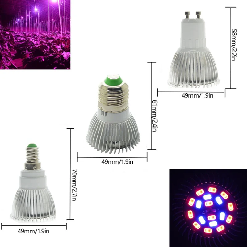 

Full Spectrum cfl LED Grow Light Lampada E27 E14 GU10 Indoor Plant Lamp Flowering Hydroponics System Garden 110V 220V
