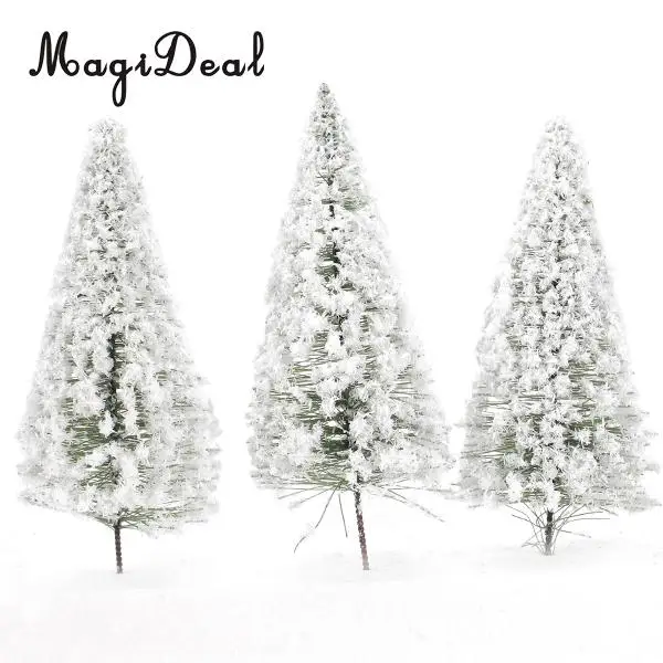 10Pcs/Pack 1/75 White Scenery Landscape Model Cedar Trees for Model Train Track Building Props Scenery 12cm