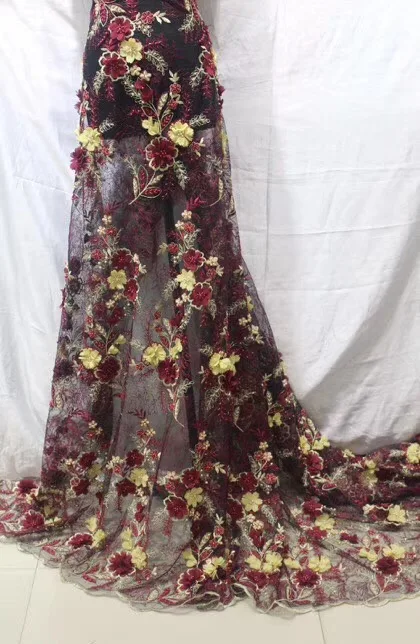 High Quality handmade Nigerian Lace Fabrics With Beaded African French Fabric Embroidered Tulle Mesh | Дом и сад