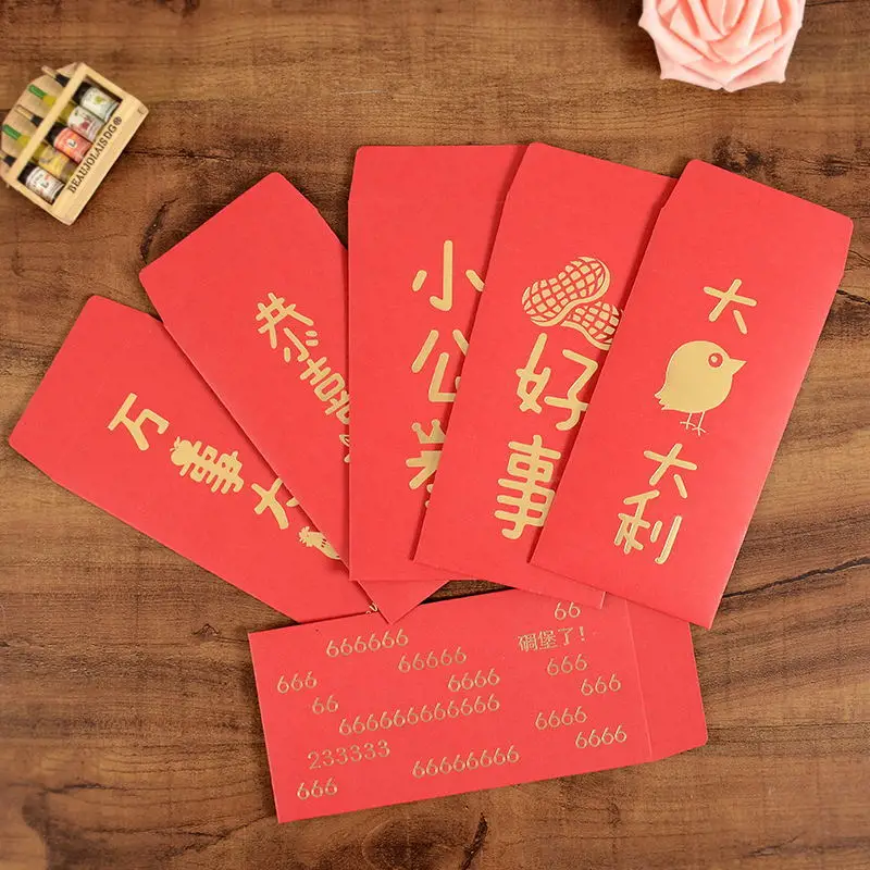 5 шт. креативные популярные цитаты красный конверт штамповка Новогодний День рождения Свадьба тысячи юаней красный конверт