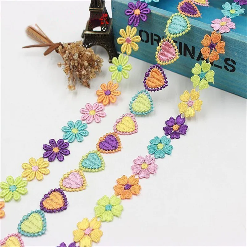 

4 style 5 metercolorful embroidered daisy flower lace trim sewing crafts baby scrapbooking dolls DIY chemical lace water soluble