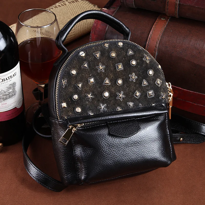 Women s Fashion Style Genuine Leather Backpack Lady Girl Style School Backpack Slim Soft Shoudler Bag