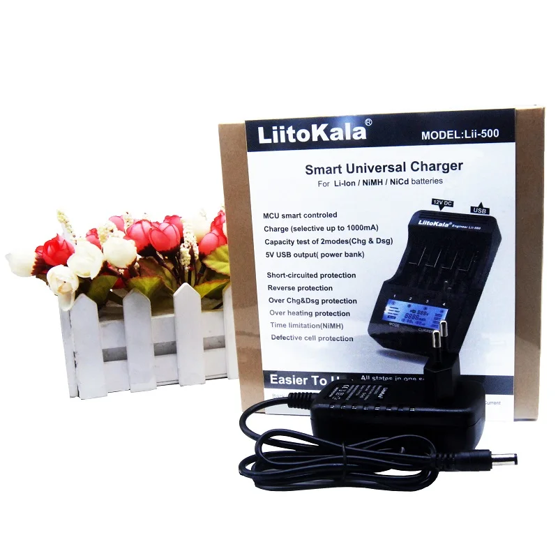 Liitokala Lii-202 lii-402 18650 зарядное устройство 1.2 В 3.7 В 3.2 В 3.85 В AA/AAA 26650 10440 14500 16340 18350 Smart Зарядное устройство - Цвет: lii-500 no car