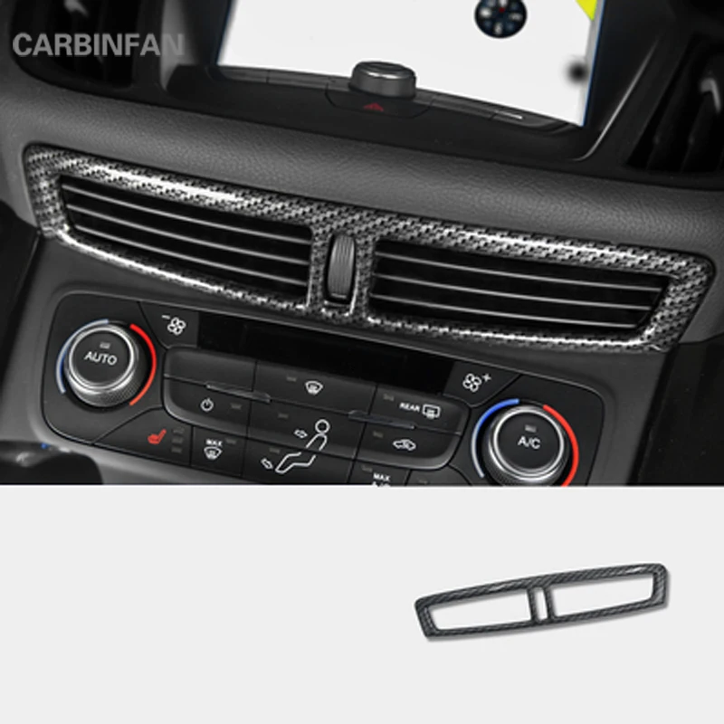 

carbon fiber Central control air outlet decorative frame trim cover Sticker car styling For Ford Kuga Escape 2017 2018 C1180