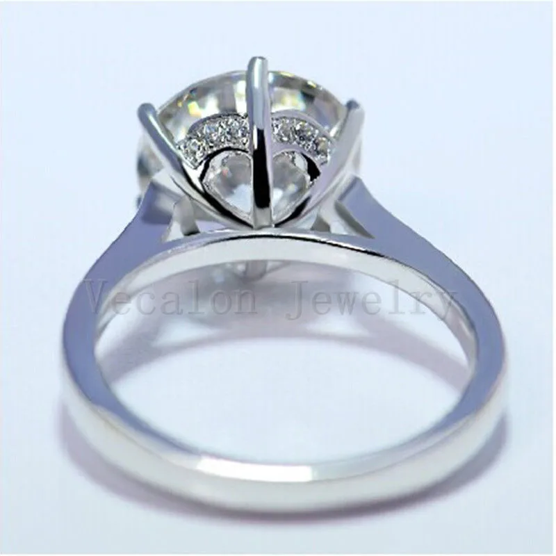 Vecalon 2016 Brand Female Solitaire ring 4ct AAAAA Zircon cz 925 Sterling Silver Engagement wedding Band ring for women