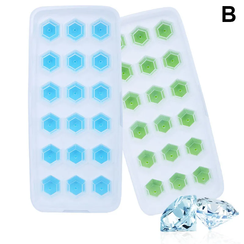 

4 Pcs/Set 14 Holes Easy-Release Flexible Silicone Ice Block Mold Trays with Lid E2S