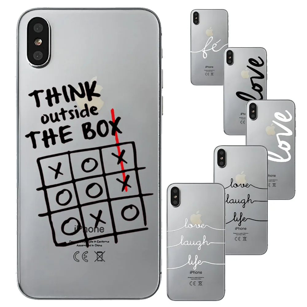 

New Soft TPU Phone Cases for iPhone X Ultra Thin Hollow White and Black Letters Back Cover Shell Capa Coque for Apple iPhone X