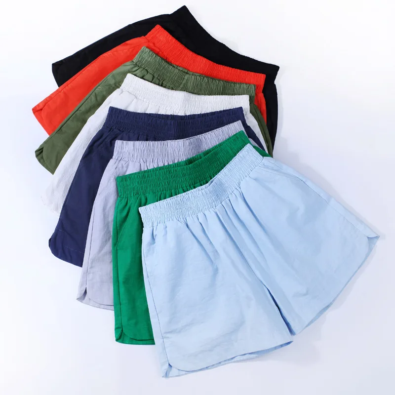 4XL Женщины большого размера шорты Лето мода Свободный эластичный пояс хлопок белье короткие брюки Femme с карманом яркие цвета