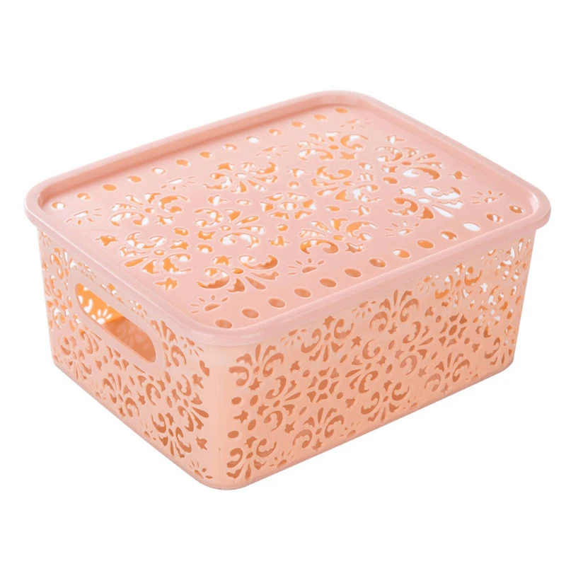 Plastic Storage Basket Box Bin Container Organizer Clothes Laundry Kitchen Tool Blue Green pink Light Pink