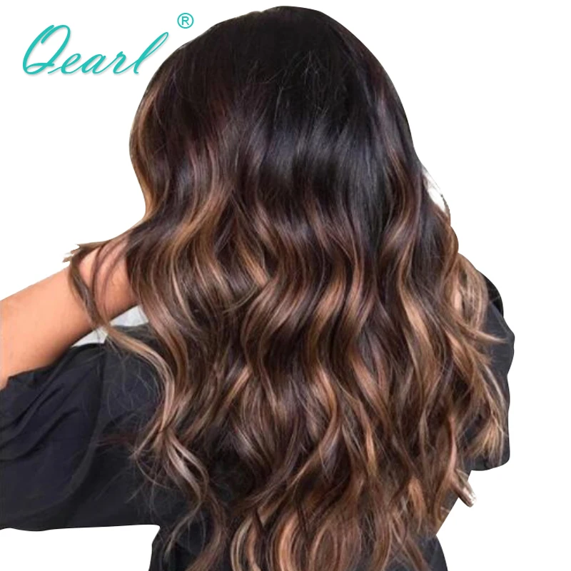 Wig Human-Hair Full-Lace-Wigs Glueless Pre-Plucked 1B/33 Hairline Qearl Black for Women