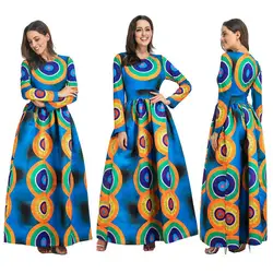 Африканский платья для женщин для Винтаж Синий в горошек вечерние длинные Базен Riche пачка Dashiki африканская одежда для женщин
