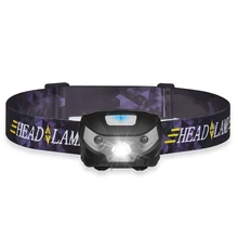 Перезаряжаемые светодиодные мини-фары датчик движения тела головной светильник Кемпинг вспышка светильник головной светильник фонарь с USB Рыбалка Спорт Wat