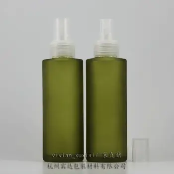 

100ml olive green frosted Glass travel refillable perfume bottle with clear plastic atomizer/sprayer,perfume container
