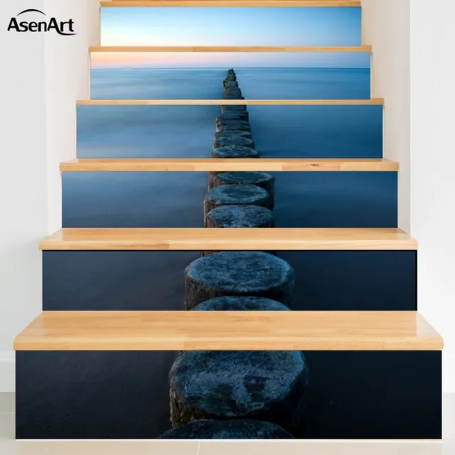 Pegatinas de pared para escalera 3D efecto Visual calcomanías de vinilo