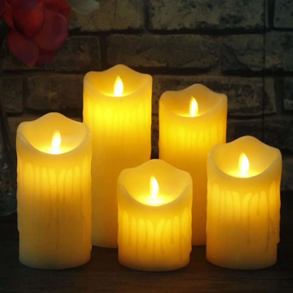 Flameless Electronic LED Candles Lamp Cylindrical Flickering Yellow LED