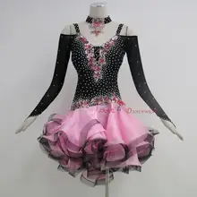 Стиль, костюмы для латинских танцев, сексуальное платье с вышитыми цветами для женщин, платья для латинских танцев S-4XL