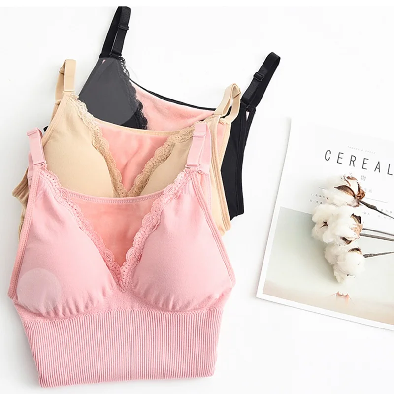 

Women V-neck Vest Underwear Warm Tank Top Velvet Thermal Underwear Shirt