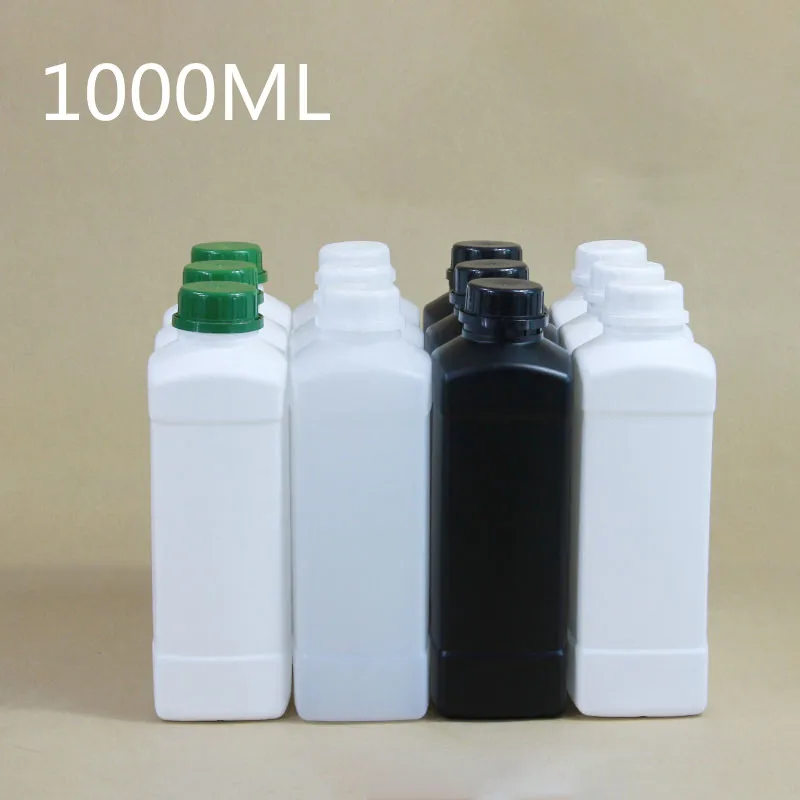 

1000ML Square empty plastic bottle with screw cap wholesale 50 piece Food Grade HDPE container for Lition shampoo