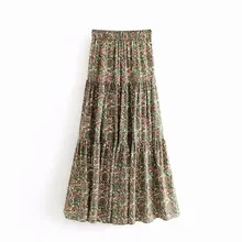 Новая женская богемная длинная Плиссированная юбка с цветочным принтом mujer женский эластичный пояс повседневные свободные шикарные пляжные юбки QUN380