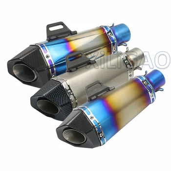 

51MM Inlet Motorcycle Exhaust Pipe Muffler GP Escape Stainless Steel Exhaust Muffler Motocross With Sticker Logo AK057