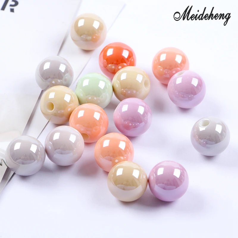 

15.5mm Acrylic Jewelry Accessories Beads UV Bright Oil Single Hole Multicolor Hair Ornament Children's Gifts Handmade Beads