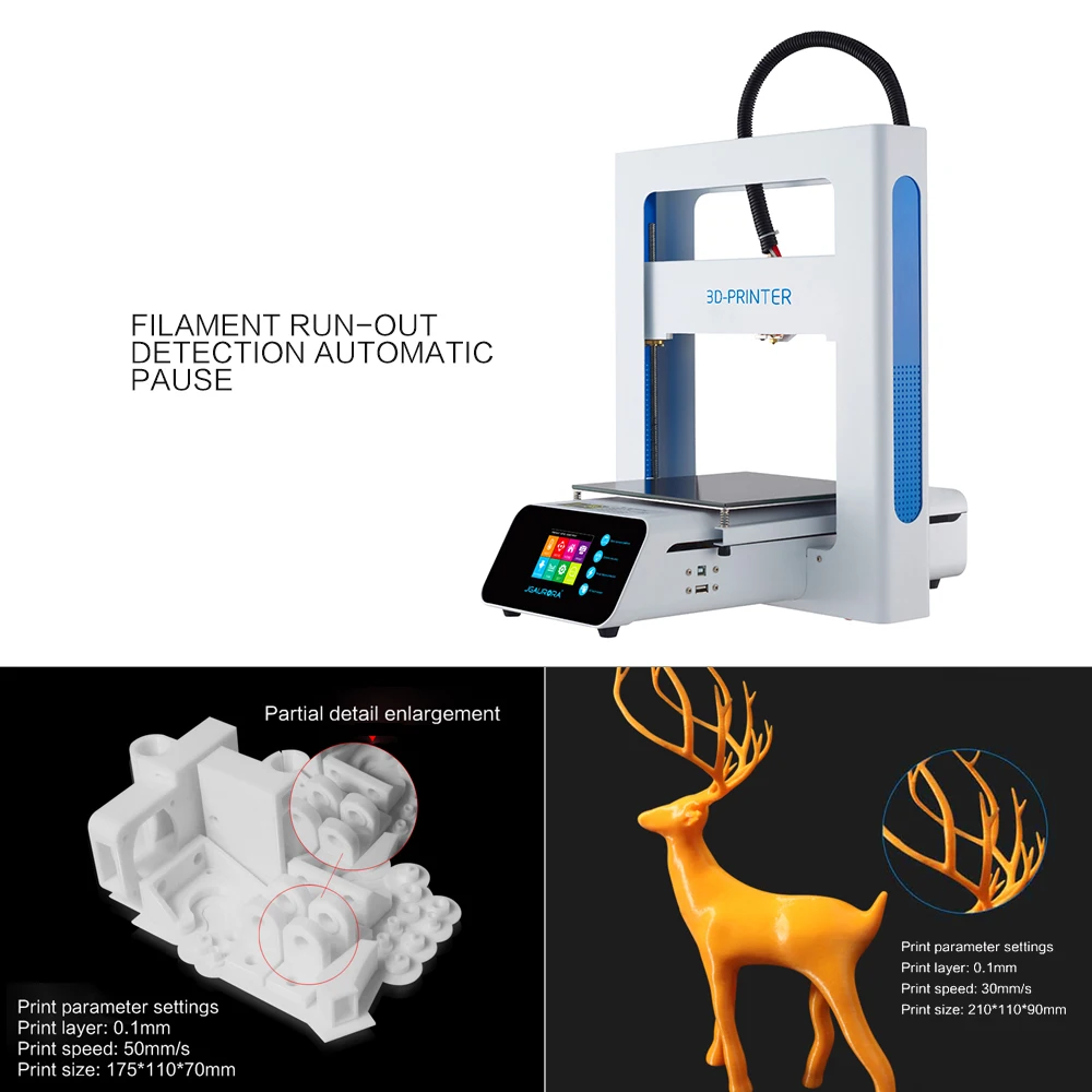JGAURORA A3S 3D-принтеры набор "сделай сам" Полный металлический каркас 2,8 дюймовый цветной Сенсорный экран заканчивается нить обнаружения возобновить печать