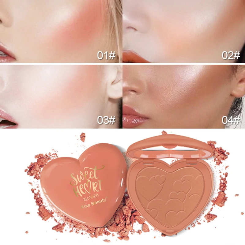 

Blush Makeup Peach Heart Highlighter Bronzer Face Rouge Powder Faces Cheek Matt Blusher Palette Concealer Foundation Baked LQ
