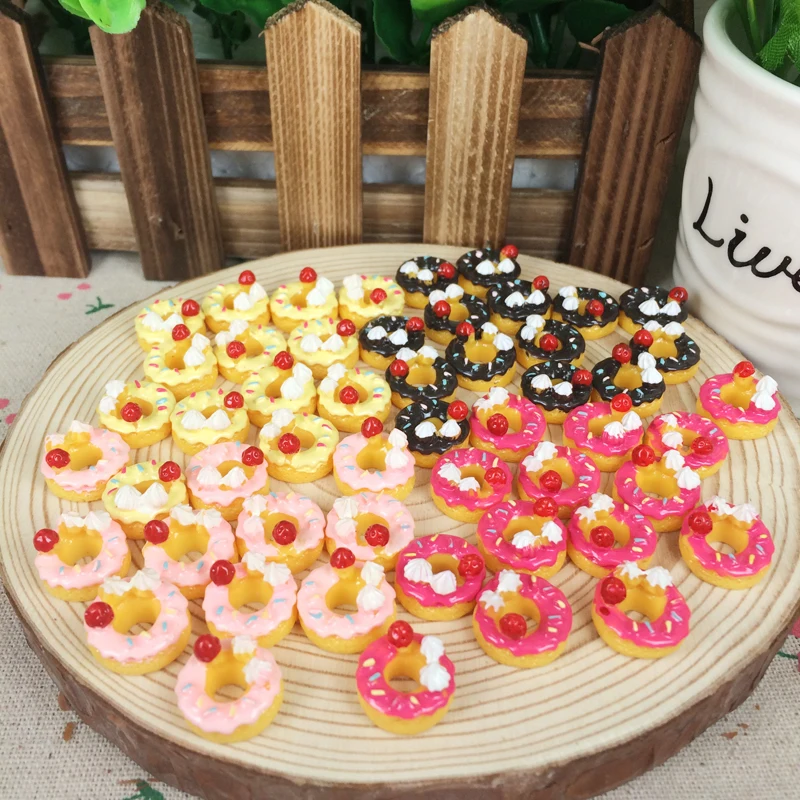 

10 Piece Mixed Color Resin Flat Back Cabochon Kawaii DIY Resin Craft Decoration Miniature Fake Artificial Cake Food Charm:15mm