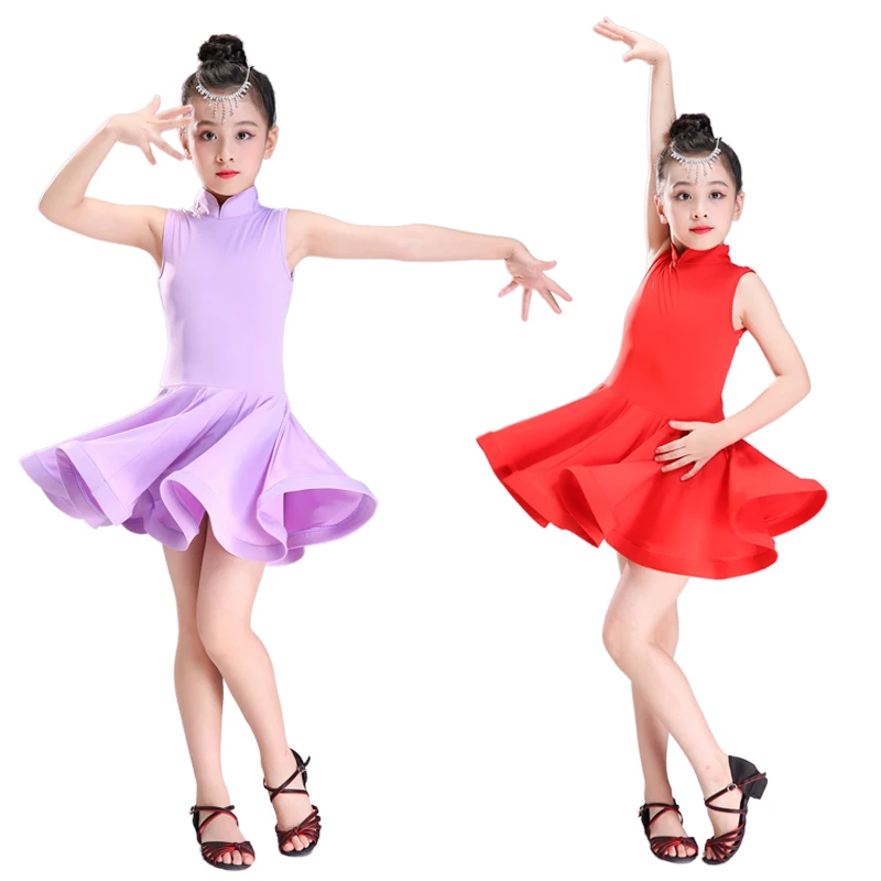 Детская латинских танцев для девочек Фламенго танец Униформа с коротким рукавом танцы конкуренции костюм студентов Танго Костюм D-0272