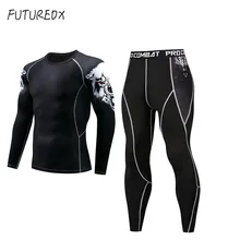 Подростковый волк ММА одежда зимняя Солнцезащитная Мужская компрессионная одежда термобелье мужской высококачественный костюм для фитнеса BJJ