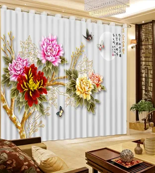 

sheer window curtains Chrysanthemum butterfly curtains for bedroom luxury 3d curtains Chinese style