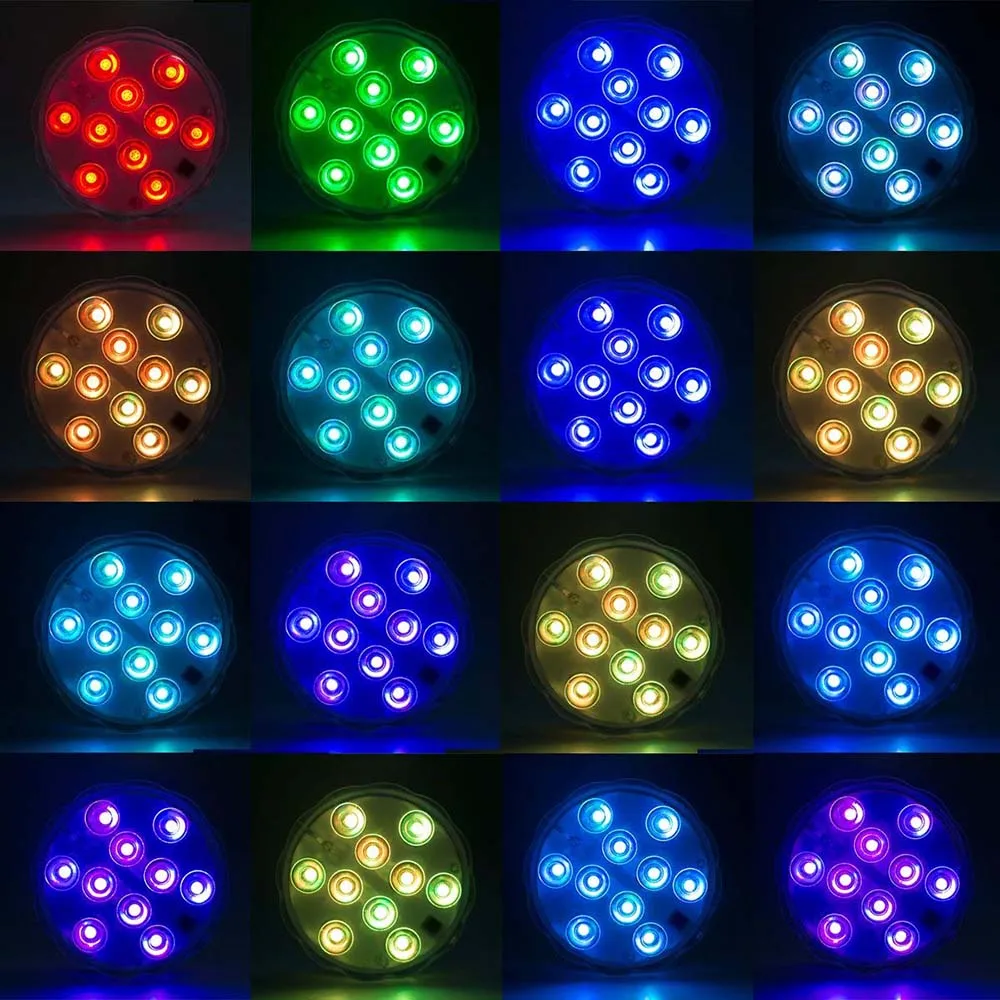 RGB Submersible Led Lights Battery Operated Underwater Spot Lights With Remote Outdoor Vase Bowl Pond Garden Party Decoration