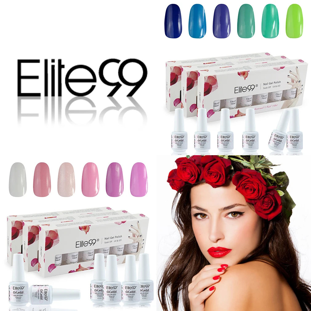 Elite99 6pcs/set Quick Drying Chinese Nail Art Designs UV Gel Color Polish Top Gel Nail Art