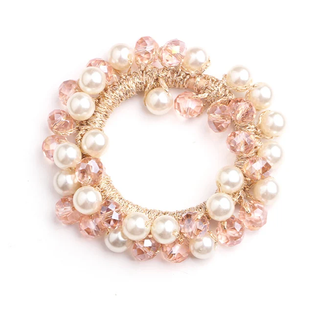 Korean style pearl beaded hair ties Scrunchies Elastic hairband Ponytail Holders women  Hair Rope Rubber gum Hair Accessories 4