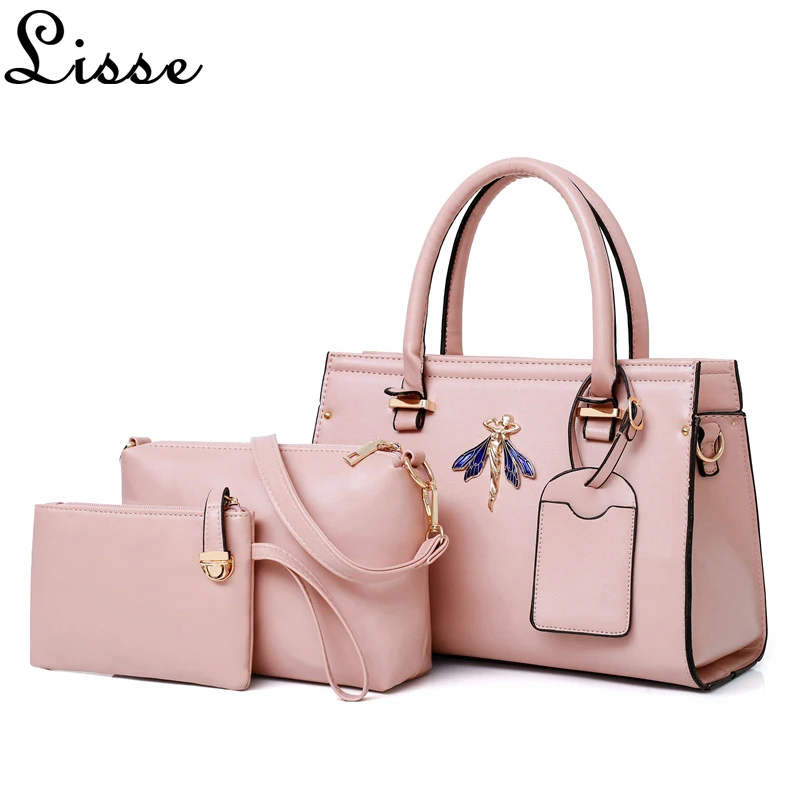 

Ladies fashion leather handbag 3 large capacity Messenger bag brand LISSE composite trend shoulder bag