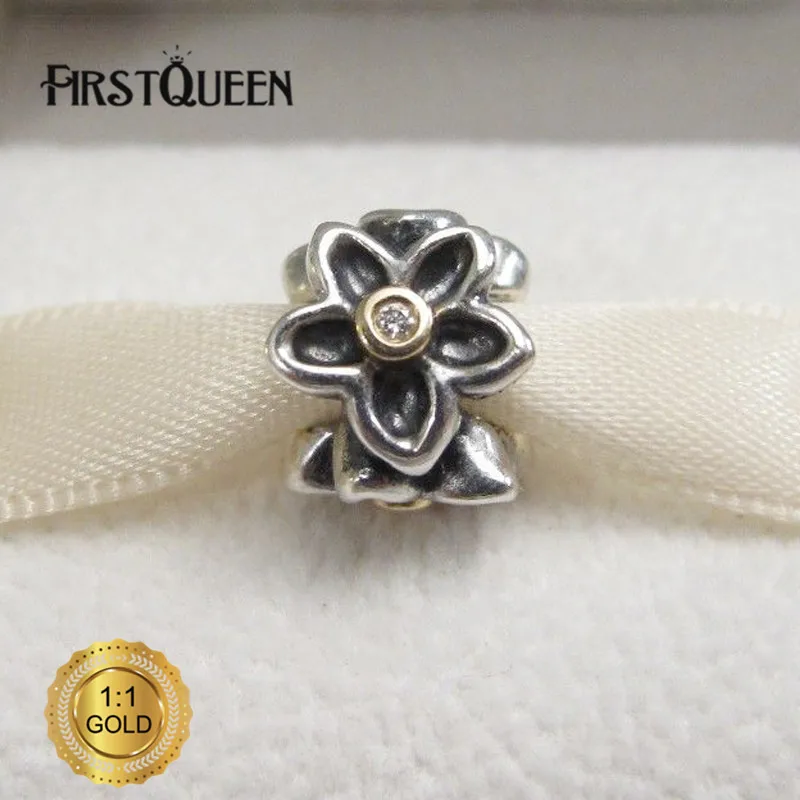 

FirstQueen Silver and Gold Flower Charm Bead Fit Original Bracelets DIY Charms For Jewelry Making Fine Jewelry