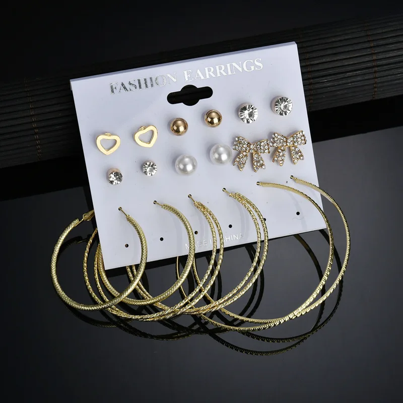 gold drop earrings set