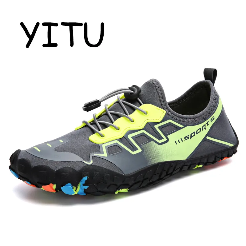 YITU الرجال الصيف تنفس نعال شاطئ المنبع أحذية المياه أكوا أحذية في الهواء الطلق الكبار امرأة السباحة الصنادل جوارب الغوص