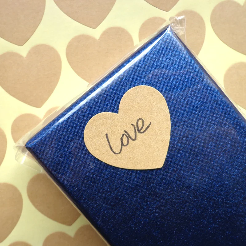 102pcs Heart Shaped Blank Kraft Paper Stickers Seal Labels Gift Lables Stickers Gift Wrapping DIY Wedding Party Decoration