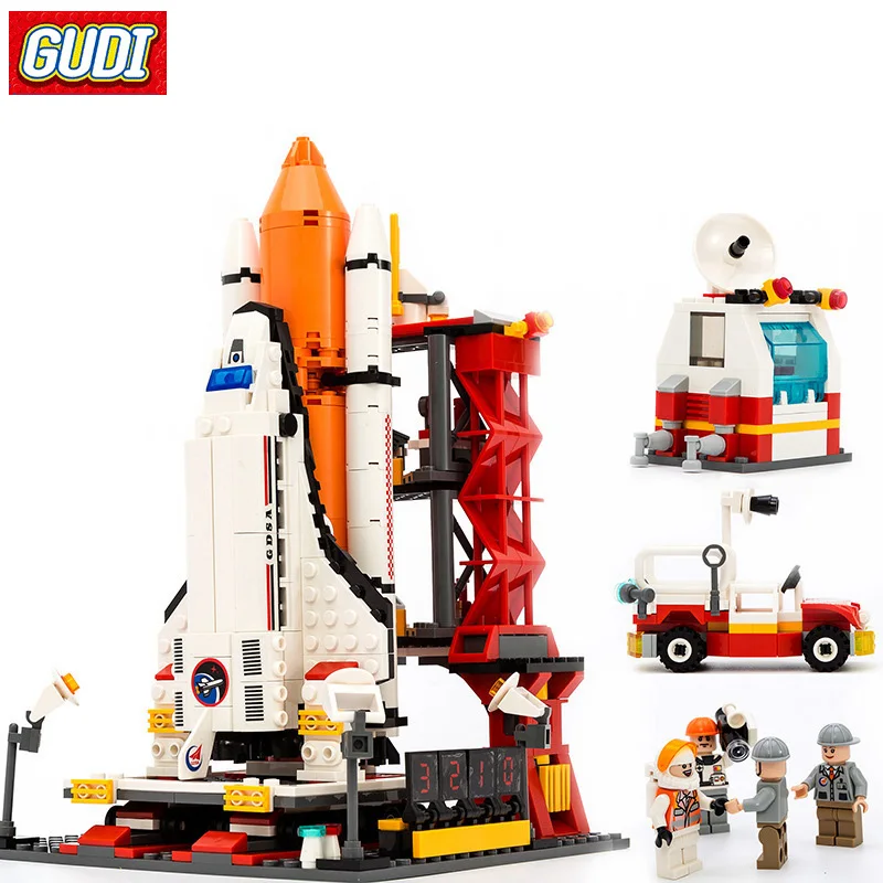 

GUDI 679PCS Assembly Building Blocks Compatible Legoed City Space Shuttle Launch Center Model Blocks Bricks Toys For Children