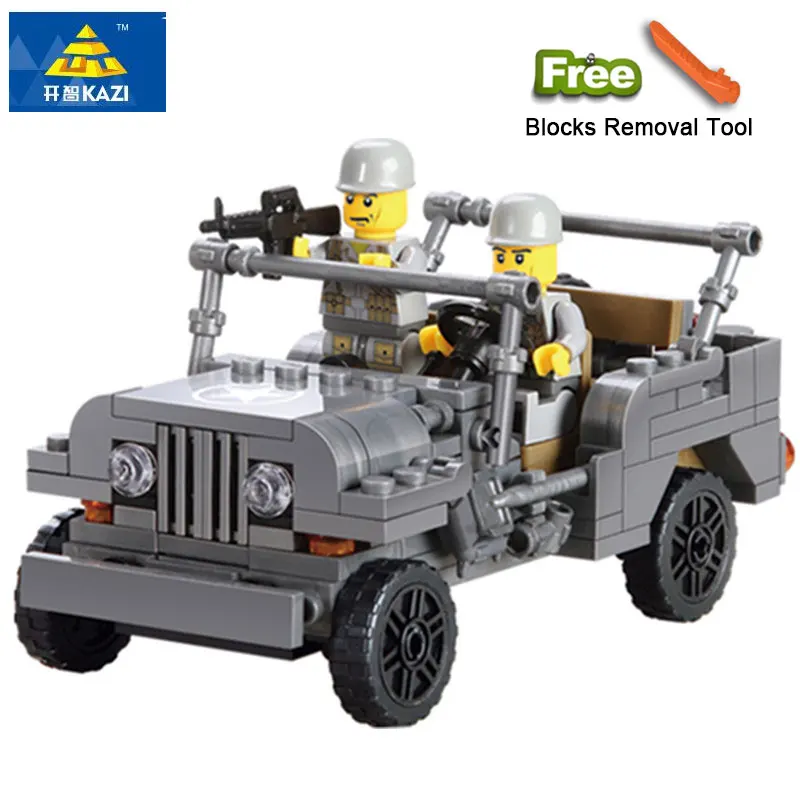 Military US Willys Jeep Airborne Force Building Blocks Compatible Legoingly City World War Classic Military Vehicle Model Toys