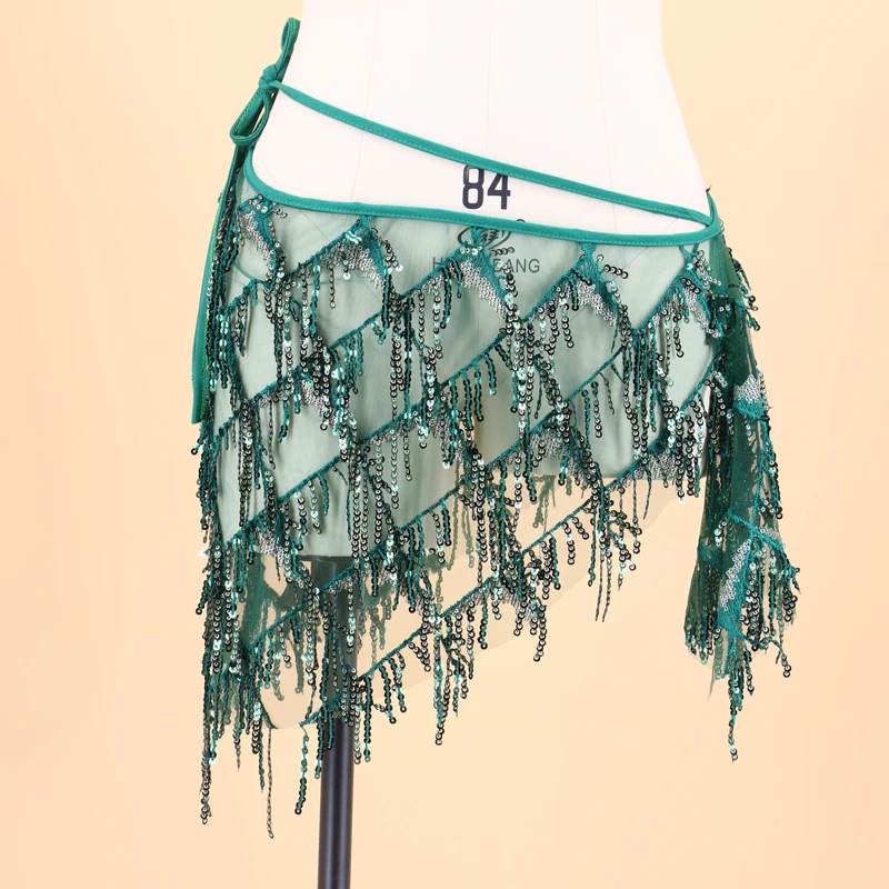 

6 Color Belly Dance Waist Chain Hip Towel Sequins Lady Hip Scarf Tassel Fashion Bellydance Costume Performance Accessories