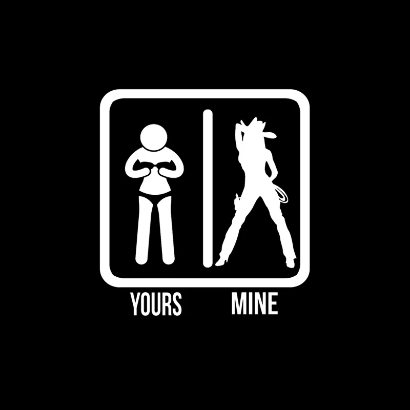 YJZT 10.1*10.9CM Sexy Hot Women Girl Adult Pinup Yours Mine Vinyl Car Sticker Decals Popular Motocycle Black Silver C20-0013