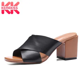 

KemeKiss Women Genuine Leather Sandals Fashion Slippers Summer Women Shoes Top Quality Outdoor Mujer Ladies Footwear Size 32-45