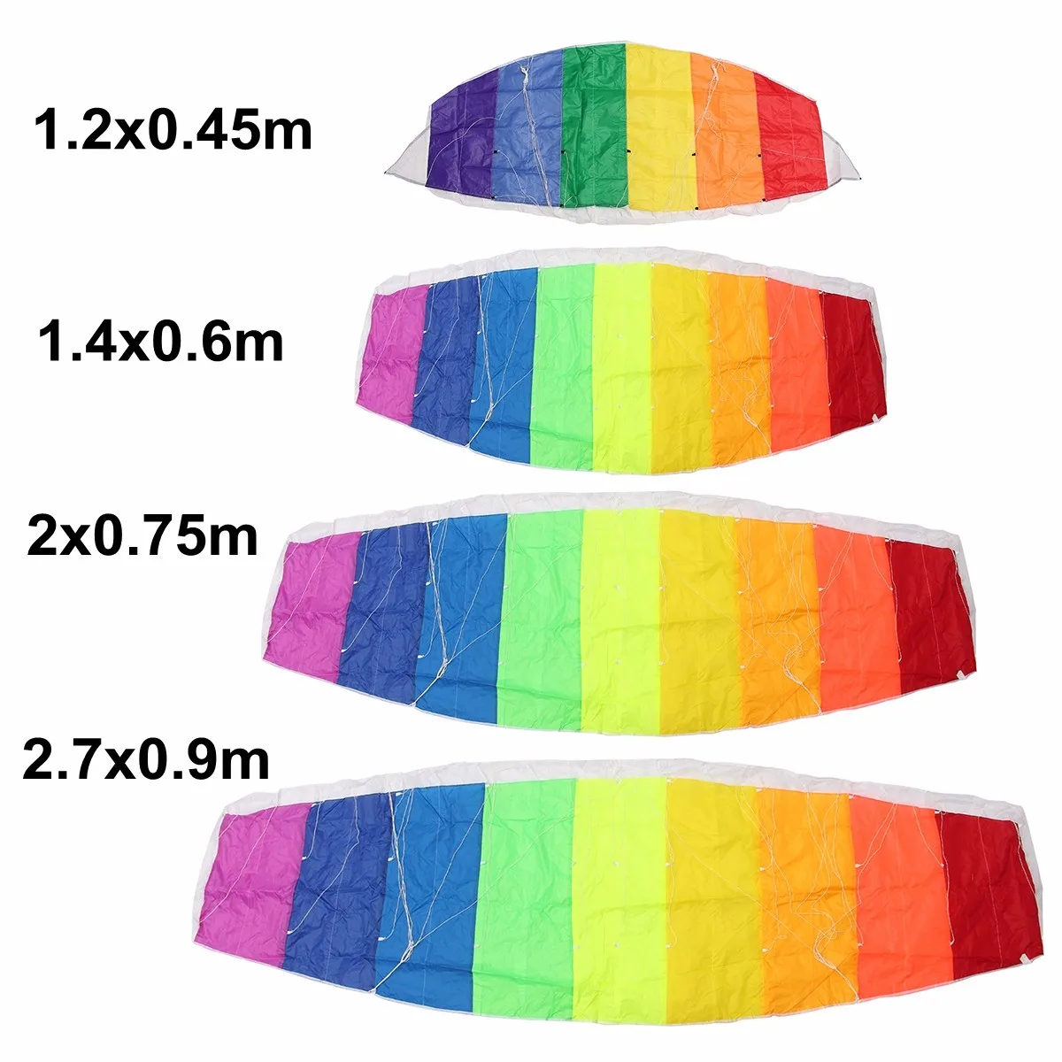 1,2 м/1,4 м/2 м/2,7 м красочные радужные мощности Двойные линии трюк воздушный змей параплан парашют Спорт на открытом воздухе Забавный прочный полиэстер
